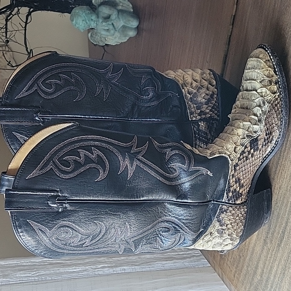 Dingo Snake Skin & Leather Western Cowboy Boots - Python Skin Boots Style 5130 - Picture 6 of 8